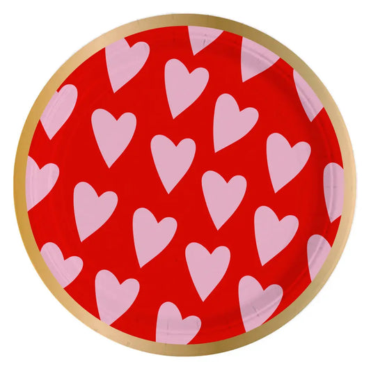 Pink Hearts Paper Plate