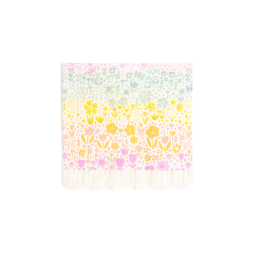 Rainbow Fields Fringe Paper Cocktail Napkin