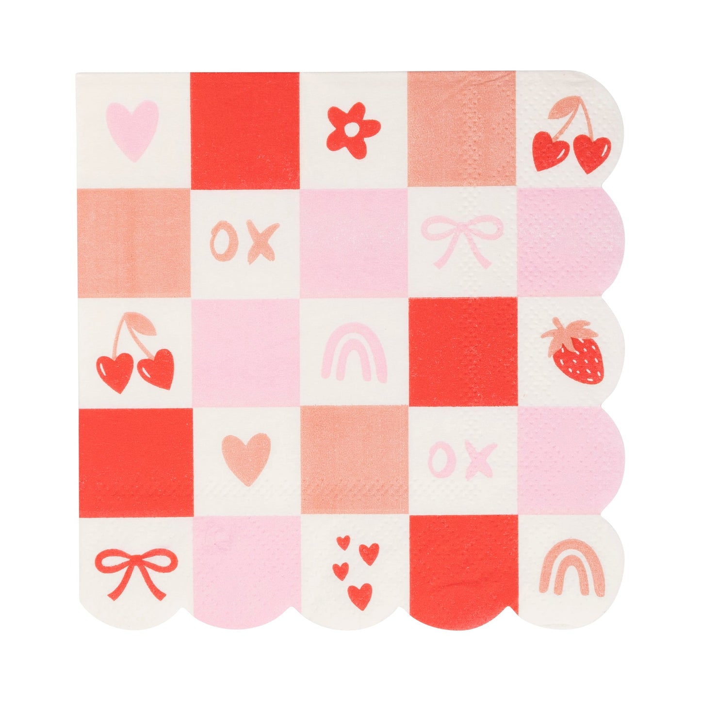 Valentine Check Cocktail Napkin
