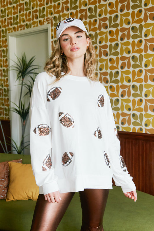 Sequin Football Pullover