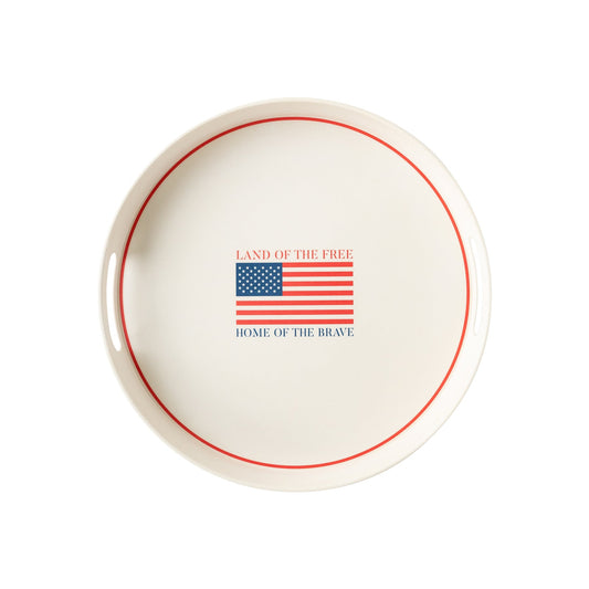 Land of the Brave Bamboo Round Serving Tray
