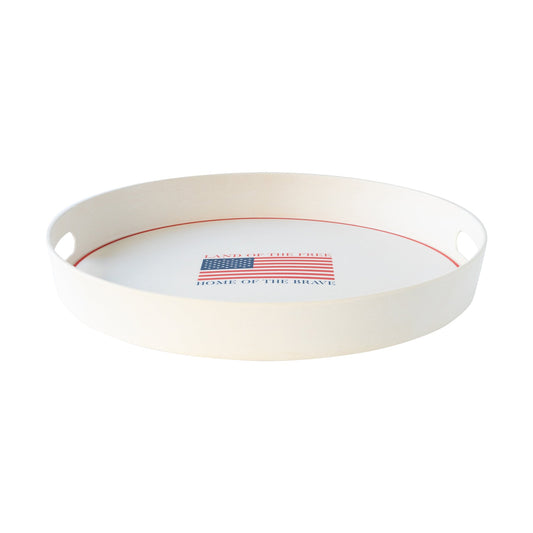 Land of the Brave Bamboo Round Serving Tray