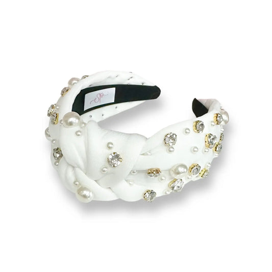White Pearls & Crystals Headband