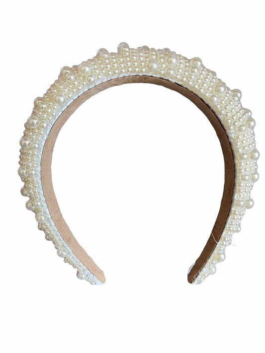 Wide Pearl Beaded Headband