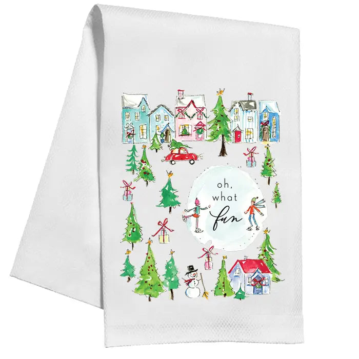 Oh What Fun Snow Village Kitchen Towel