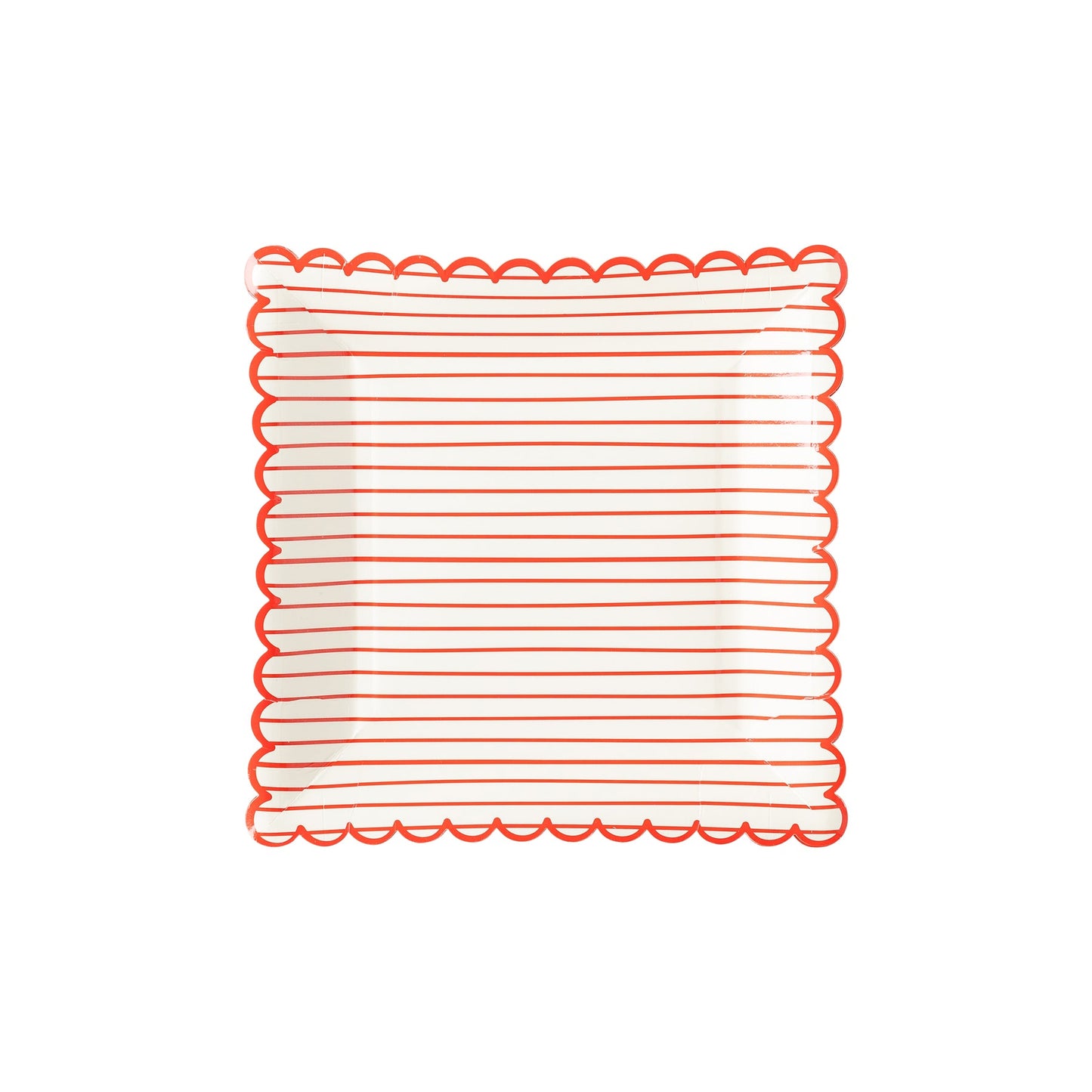 Valentine Red Striped Scalloped Plate