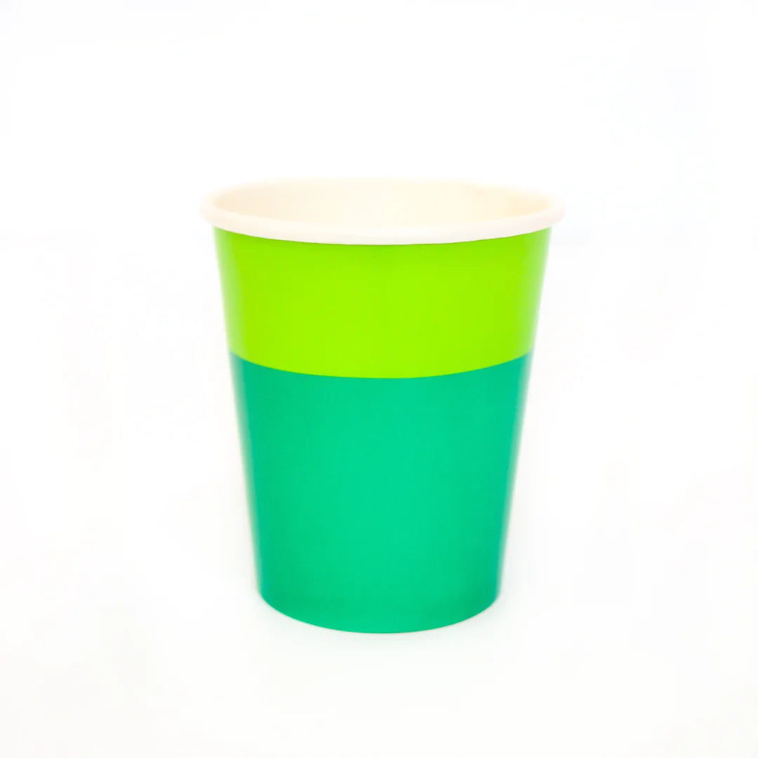 Green and Lime Cup Color Blocked Paper Party Ware