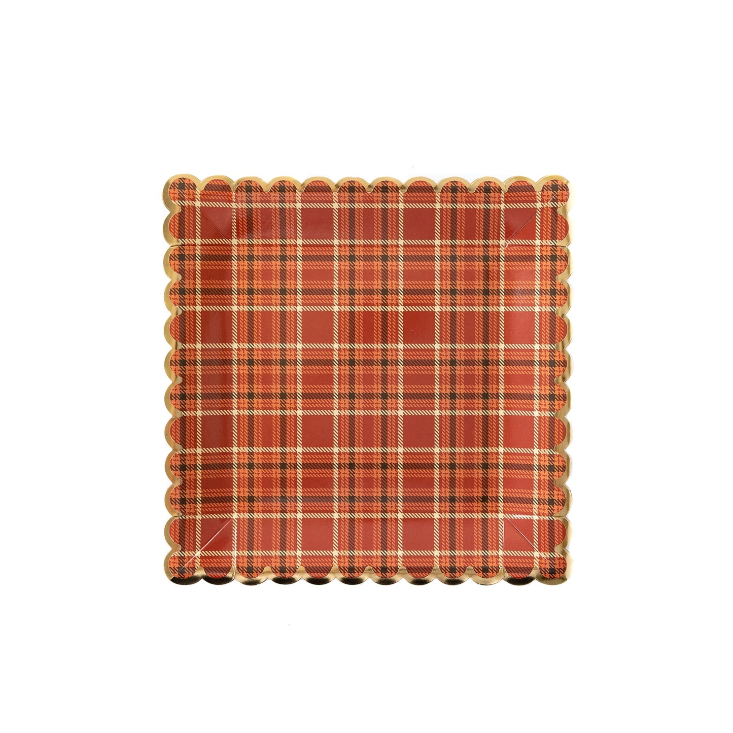 Harvest Plaid 9” Scalloped Plate