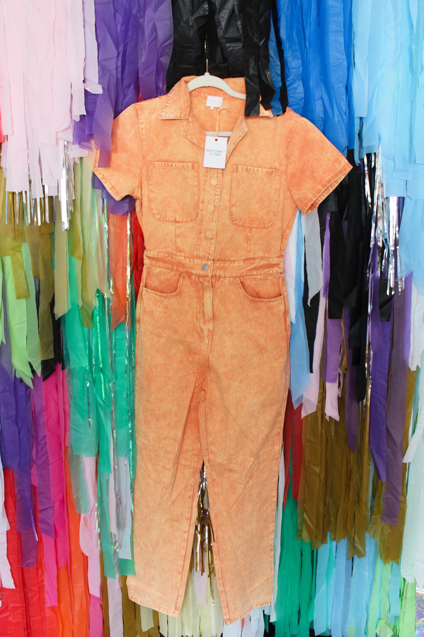 Orange Denim Jumpsuit