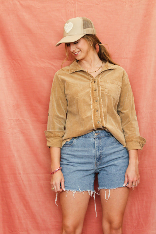 Camel Button Down Shacket