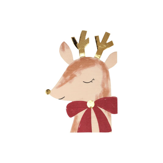 Reindeer With Bow Napkins (x16)