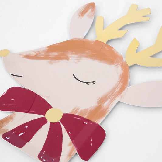 Reindeer With Bow Plates (x8)