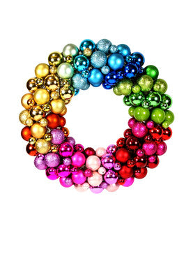 Ball Encrusted Rainbow Wreath