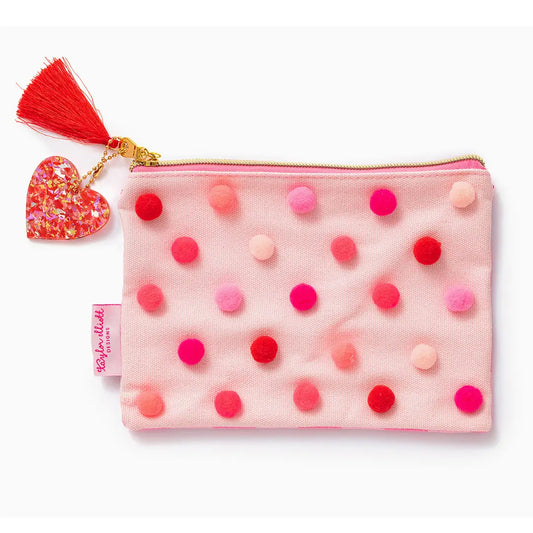 Red/Pink Pom Pom Pouch
