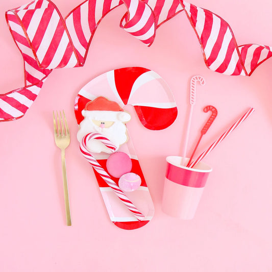 Red and Pink Candy Cane Plates