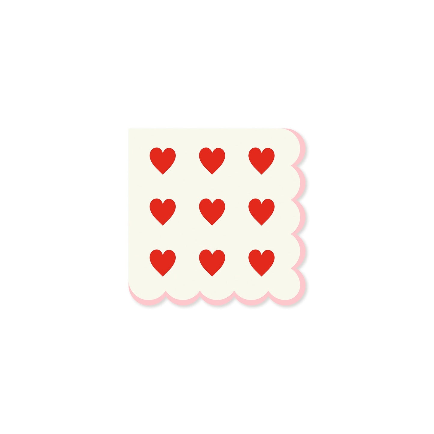 Pink and Red Hearts Scallop Cocktail Napkin