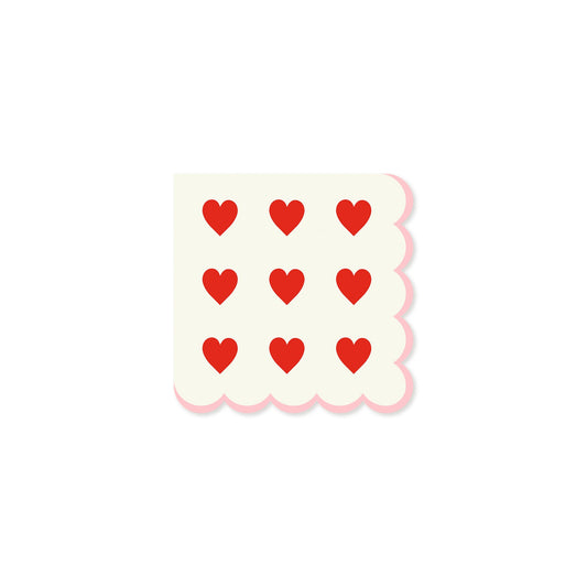 Pink and Red Hearts Scallop Cocktail Napkin