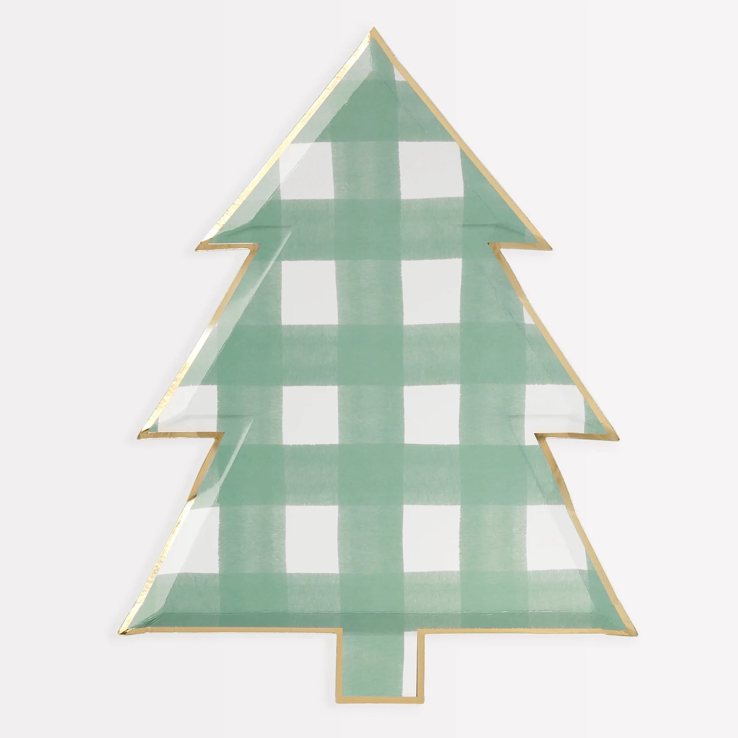 Green Gingham Tree Plates ( x8 )