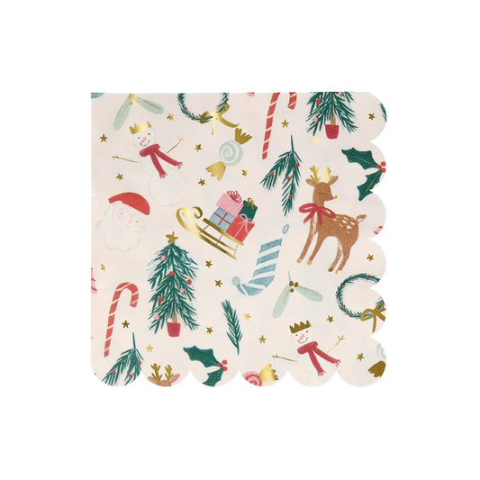 Festive Motif Large Napkins (x 16)