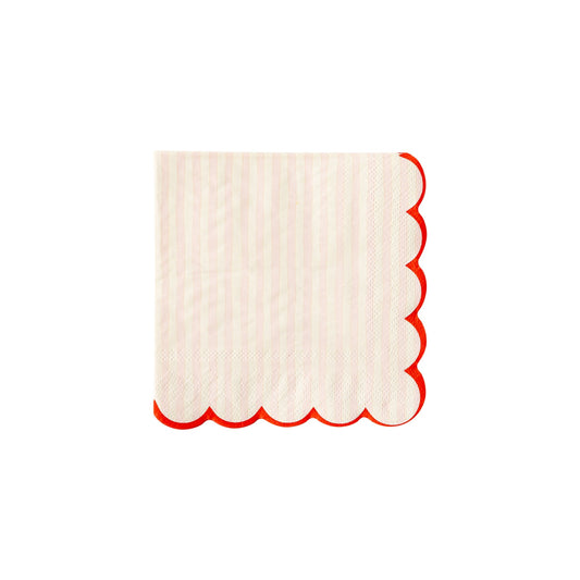 Valentine Pink Stripe Scallop Napkin